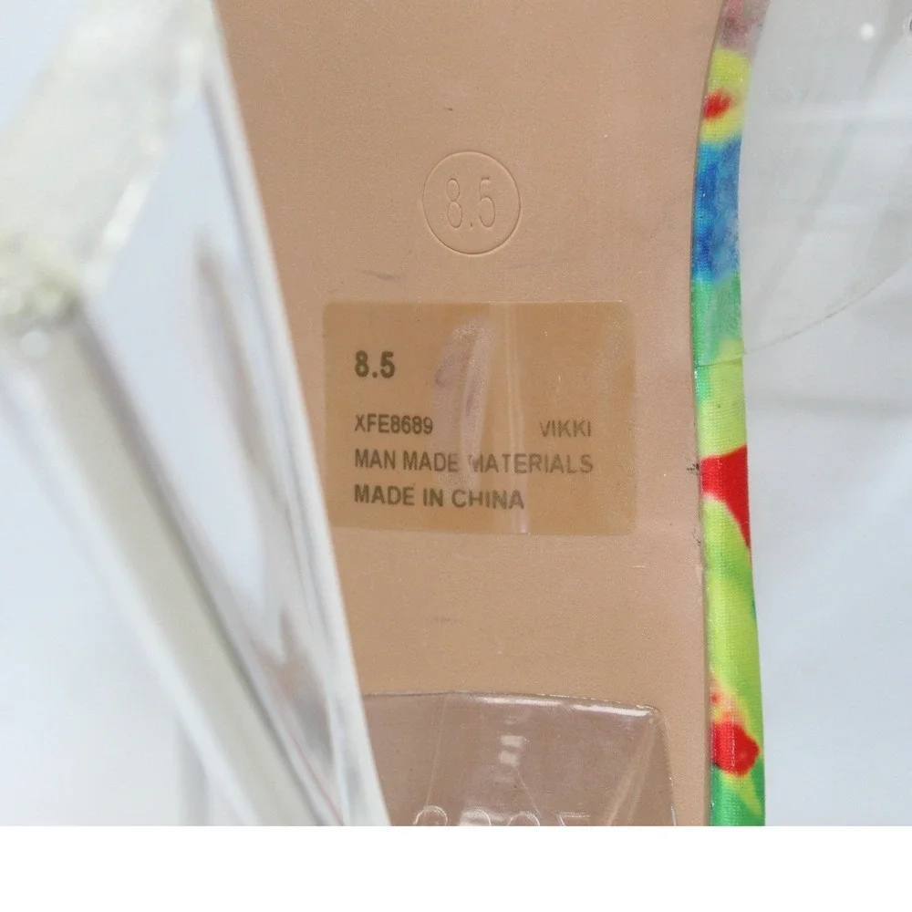 Cape Robbin Vikki Multi Color Abstract Print Clear Strap Heels Size‎ 8.5 XFE8689